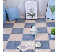 Tapis de Sol emboîtables, Dalles de Moquette emboîtables en Peluche, 10 Tapis Sol Mousse pelucheuse, Puzzle carrés, antidérapant, Facile à Nettoyer, découpable(Light Gray+Light Coffee)