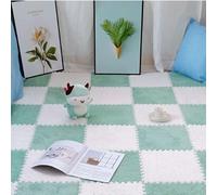 Tapis de Sol emboîtables, Dalles de Moquette emboîtables en Peluche, 10 Tapis Sol Mousse pelucheuse, Puzzle carrés, antidérapant, Facile à Nettoyer, découpable(Mint Green+White)