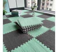 Tapis de Sol emboîtables, Dalles de Moquette emboîtables en Peluche, 8 pièces, Dalles Mousse à emboîter, Tapis Puzzle Faire soi-même, emboîtable antidérapant(Mint Green+Grey)