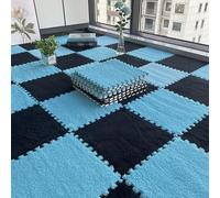 Tapis de Sol emboîtables, Dalles de Moquette emboîtables en Peluche, 8 pièces, Dalles Mousse à emboîter, Tapis Puzzle Faire soi-même, emboîtable antidérapant(Dark Blue+Black)