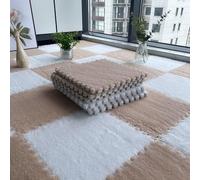 Tapis de Sol emboîtables, Dalles de Moquette emboîtables en Peluche, 8 pièces, Dalles Mousse à emboîter, Tapis Puzzle Faire soi-même, emboîtable antidérapant(Apricot+White)