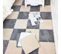 Tapis de Sol emboîtables, Dalles de Moquette emboîtables en Peluche, Tapis Mousse, Puzzle antidérapant, Sol carrés antidérapants(Gray+Apricot,16pcs)