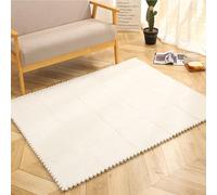 Tapis de Sol emboîtables, Lot de 10 Dalles Moquette emboîtables en Peluche, décoration d'intérieur, Tapis Sol Mousse à Assembler soi-même, antidérapant emboîtable(White)