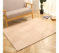 Tapis de Sol emboîtables, Lot de 10 Dalles Moquette emboîtables en Peluche, décoration d'intérieur, Tapis Sol Mousse à Assembler soi-même, antidérapant emboîtable(Apricot)