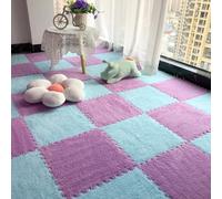 Tapis de Sol emboîtables, Lot de 10 Tapis Sol en Mousse à emboîter, 30 x cm, carrés, Doux, for Salon, Chambre Coucher(Purple+Light Blue)