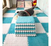 Tapis de Sol emboîtables, Lot de 10 Tapis Sol en Mousse à emboîter, 30 x cm, carrés, Doux, for Salon, Chambre Coucher(Blue+White)