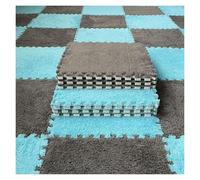 Tapis de Sol emboîtables, Lot de 12 Tapis Jeu carrés en Mousse à emboîtement avec Bordure(Dark Blue+Dark Gray)