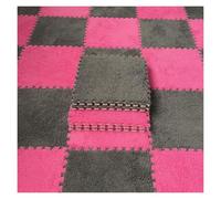 Tapis de Sol emboîtables, Lot de 12 Tapis Jeu carrés en Mousse à emboîtement avec Bordure(Rose Red+Dark Gray)