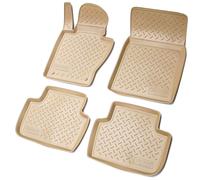 Recambo Tapis de sol en caoutchouc 3D compatible avec BMW X3 E83 | année de construction 2003 2010 | Tapis de voiture en caoutchouc | Ajustement parfait | Avec rebord | Beige