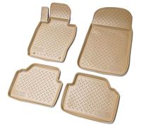 Recambo Tapis de sol en caoutchouc 3D compatible avec BMW Série 3 E90 E91 Berline Touring année de construction 2005-2012 | Tapis de voiture en caoutchouc | Ajustement parfait | Avec rebord | Beige