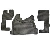 Tapis de Sol en Eco-Cuir Compatible avec Volvo FH 2021+ Automatique Noir avec Coutures Bleues