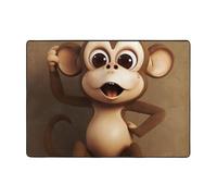Tapis de sol en flanelle avec imprimé singe mignon - 203,2 x 147,3 cm - Tapis de sol doux en mousse à mémoire de forme qui ne perd pas ses poils - Tapis chaud et silencieux pour chambre à coucher