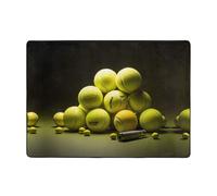 Tapis de sol en flanelle avec motif graphique de tennis - 203,2 x 147,3 cm - Résistant aux taches - Décoration d'intérieur, chambre à coucher, bureau