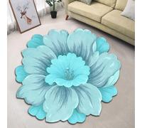 Tapis de sol en forme de lotus de style chinois - 40 x 40 cm - En caoutchouc - Convient pour le salon et la cuisine - Se plie librement pour le rangement (dégradé bleu clair)