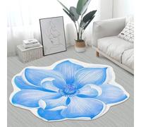 Tapis de sol en forme de lotus de style chinois 40 x 40 cm en caoutchouc pour salon et cuisine, il se plie librement pour le rangement (bleu)