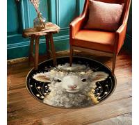 Tapis de sol en forme de mouton, fantastique, ferme, étoiles royales, printemps blanc, tapis en éponge à poils courts résistant à la décoloration, pour salle de bain, entrée, chevet, buanderie, 0,9 x