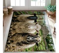 Tapis de sol en forme de mouton, herbe de ferme rustique, sans blanc, envers antidérapant, tapis d'intérieur qui ne perd pas ses poils, salle de bain, buanderie, cuisine, entrée, décoration 0,9 x 1,5