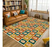 Tapis de sol en forme de mouton - Motif tête carrée fantaisiste - Orange automne - Antidérapant - Ne perd pas ses poils - Pour salon, chambre à coucher, dortoir, cuisine - 1,5 x 2,1 m