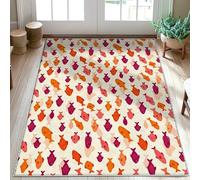 Tapis de sol en forme de poisson, moderne et ludique, orange, pêche, avec envers antidérapant, tapis rectangulaire qui ne perd pas ses poils pour entrée, salle de bain, cuisine, décoration de porte
