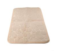 Tapis de sol en mousse à mémoire de forme pour salle de bain avec envers antidérapant en polaire corail absorbant et revers antidérapant, motif galets, convient pour toilettes, chambre et salon (kaki)