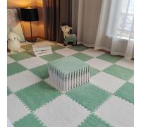 Tapis de Sol en Mousse emboîtable Puzzle avec Bordure 12x12 Pouces Multicolore Plusieurs Tailles(White+Light Green,60Pcs)