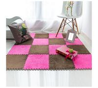 Tapis de Sol en Mousse emboîtable Puzzle carré 12x12 Pouces Multicolore Paquet 10,Carrés de Mousse pour Tapis(Rose Red+Dark Brown)