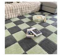 Tapis de Sol en Mousse Puzzle Moelleux 20 pièces en Peluche Mousse imbriqué Tapis Carreaux Doux Shaggy Moelleux de Sol coloré Protection for la Chambre(Green-Grey)