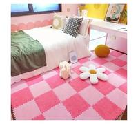 Tapis de Sol en Mousse Puzzle Moelleux 20 pièces en Peluche Mousse imbriqué Tapis Carreaux Doux Shaggy Moelleux de Sol coloré Protection for la Chambre(Pink-Rose Red)