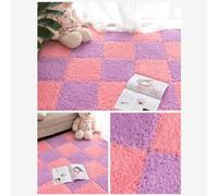 Tapis de Sol en Pièces Puzzle Carrés de Moquette Puzzle Épaisseur 1cm 10pcs Antidérapants pour Chambre Salle de Jeux Salon Créer Une Zone Sûre-Pink+Purple||30 * 30cm/12 * 12in