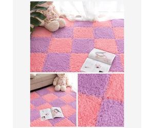 Tapis de Sol en Pièces Puzzle Carrés de Moquette Puzzle Épaisseur 1cm 10pcs Antidérapants pour Chambre Salle de Jeux Salon Créer Une Zone Sûre-Pink+Purple||30 * 30cm/12 * 12in