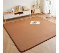Tapis de Sol en rotin tissé, Matelas de Sol Japonais géométrique Marron thé avec Coussin en éponge Douce et Points antidérapants(Hazel,90 * 190cm)