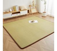 Tapis de Sol en rotin tissé, Matelas de Sol Japonais géométrique Marron thé avec Coussin en éponge Douce et Points antidérapants(Green,80 * 190cm)