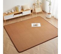 Tapis de Sol en rotin tissé, Matelas de Sol Japonais géométrique Marron thé avec Coussin en éponge Douce et Points antidérapants(Dark Brown,80 * 190cm)