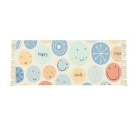 Tapis de sol en tissé en coton avec impression géométrique mignonne de cartoon lavable et avec frange style bohémien tapis de sol pour la décoration de la salle de vie et de la salle de bains