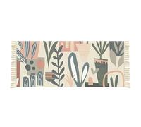 Tapis de sol en tissé en coton avec impression géométrique mignonne de cartoon lavable et avec frange style bohémien tapis de sol pour la décoration de la salle de vie et de la salle de bains