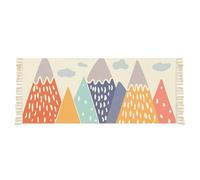 Tapis de sol en tissé en coton avec impression géométrique mignonne de cartoon lavable et avec frange style bohémien tapis de sol pour la décoration de la salle de vie et de la salle de bains