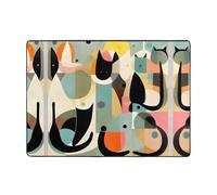 Tapis de sol en tissu de 203,2 x 147,3 cm, tapis de sol en flanelle motif chat art moderne du milieu du siècle, résistant aux taches, décoration d'intérieur, chambre à coucher, bureau
