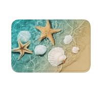 Tapis de sol en velours avec bord en forme d'étoile de mer, antidérapant, facile à nettoyer, sensation de pied confortable 40 x 60 cm
