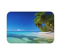 Tapis de sol en velours avec bord verrouillable en forme de palmiers et cristal de mer transparent 40 x 60 cm, haute résistance à la lumière, ne se décolore pas facilement, facile à nettoyer