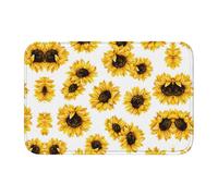 Tapis de sol en velours avec bord verrouillable Motif tournesol 40 x 60 cm Antidérapant Facile à nettoyer Confortable