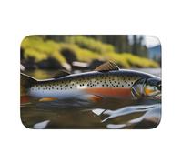 Tapis de sol en velours cristal 40 x 60 cm WHJSSF Brook Trout Fly Fishing Printing Water Absorbent and Antidérapant Confortable et Doux pour porte de salle de bain