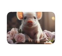 Tapis de sol en velours cristal 40 x 60 HJFCZH imprimé jeune cochon mignon absorbant l'eau et antidérapant confortable et doux pour porte de salle de bain