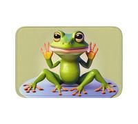 Tapis de sol en velours cristal 40 x 60 WHJSSF The Funny Frog Doing Yoga Impression Hydrofuge Antidérapant Confortable et doux pour porte de salle de bain