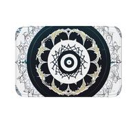 Tapis de sol en velours cristal à bord verrouillable 101,6 x 152,4 cm, HJFCZH noir et blanc, imprimé totem rond, absorbant l'eau, antidérapant, confortable et doux pour porte de salle de bain