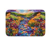 Tapis de sol épais antidérapant BROLEO coloré imprimé rivière antidérapant, facile à nettoyer, durable, parfait pour les toilettes et la salle de bain 60 x 40 cm