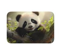 Tapis de sol épais antidérapant BROLEO imprimé petit panda antidérapant, facile à nettoyer, durable, parfait pour les toilettes et la salle de bain 60 x 40 cm