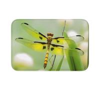 Tapis de sol épais antidérapant imprimé libellule jaune BROLEO antidérapant, facile à nettoyer, durable, parfait pour les toilettes et la salle de bain, 60 x 40 cm