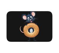 Tapis de sol épais antidérapant imprimé YYHWHJDE The Mouse That Stole The Bagel Imprime antidérapant, facile à nettoyer, durable, résistant à la décoloration, parfait pour les toilettes et la salle de