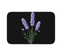 Tapis de sol épais antidérapant Lavande BROLEO avec impression gouttes d'eau, antidérapant, facile à nettoyer, durable, parfait pour les toilettes et la salle de bain, 60 x 40 cm