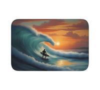Tapis de sol épais antidérapant pour YYHWHJDE Coucher de soleil mer Surf Paysage marin Impressions antidérapant, facile à nettoyer, durable, résistant à la décoloration, parfait pour toilettes et